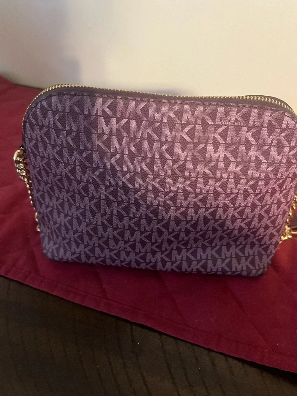 Michael Kors Purple MK Signature Crossbody with Gold Hardware
